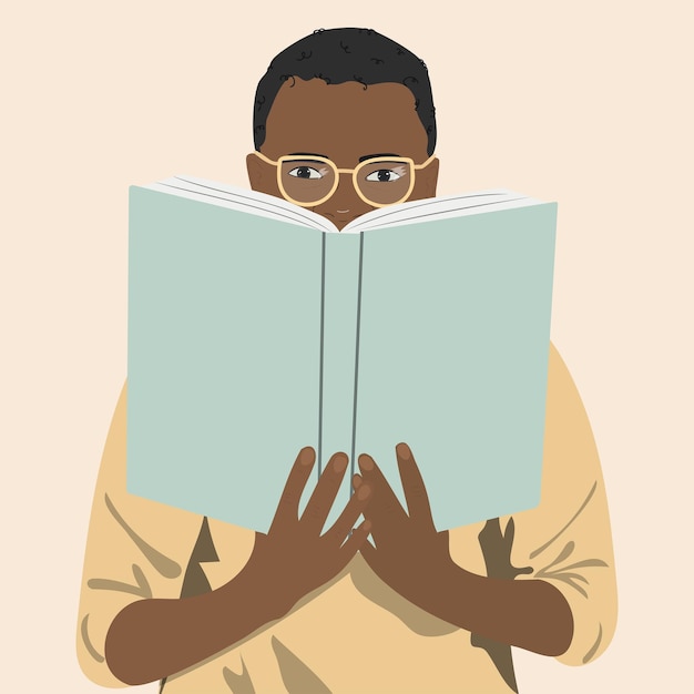 Afro-Amerikaanse man verstopt achter een boek