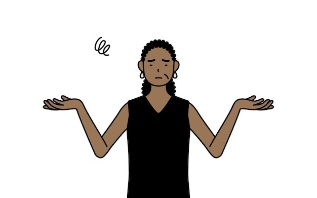 Afro-Amerikaanse oudere vrouw met haar handen uitgestrekt in nood