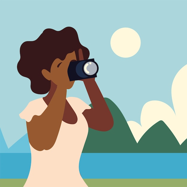 Afro-Amerikaanse vrouw met camera