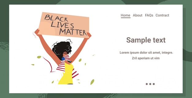 Afro-Amerikaanse vrouw met zwarte levens doen ertoe bannercampagne tegen rassendiscriminatie