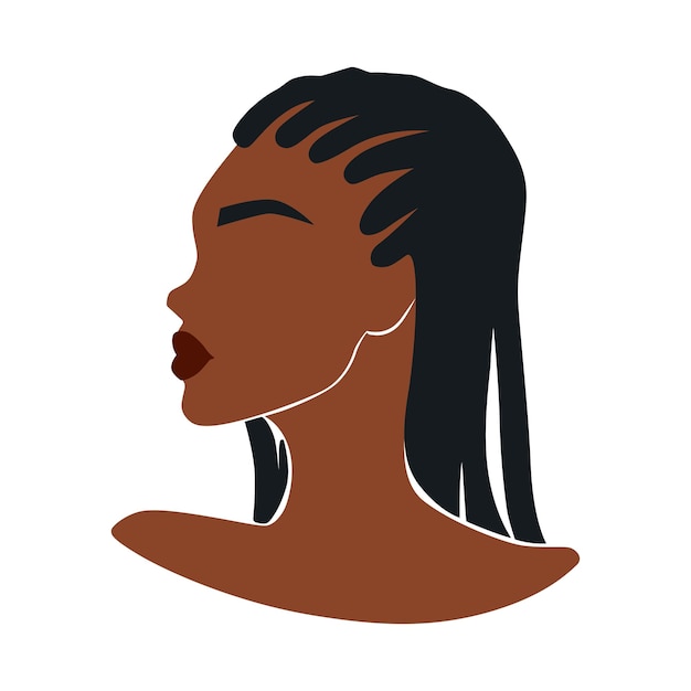Vector afro-amerikaanse vrouw vector illustratie portret mooi meisje donkere huid krullend haar