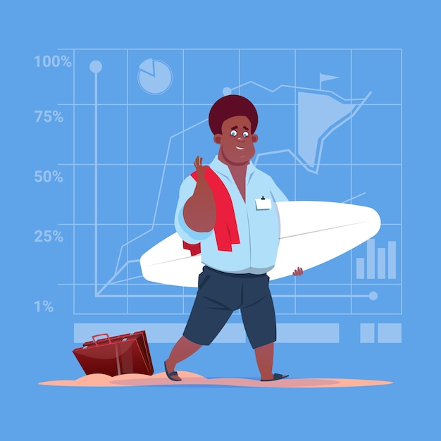 Afro-amerikaanse zakenmensen houden surfplank