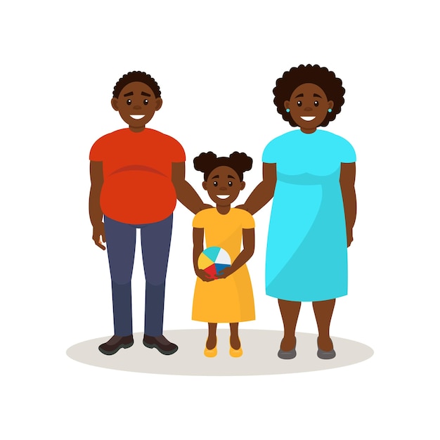 Afro-Amerikaanse zwarte familie in casual kleding gelukkige familie concept vector illustratie op een witte background