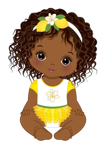 Afro baby girl wearing yellow ruffle dress