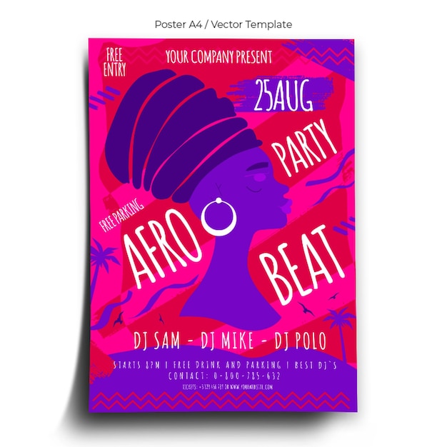 Afro Beat Party Poster sjabloon