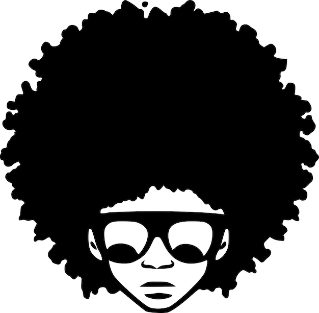 Vector afro black and white isolated icon vector illustration