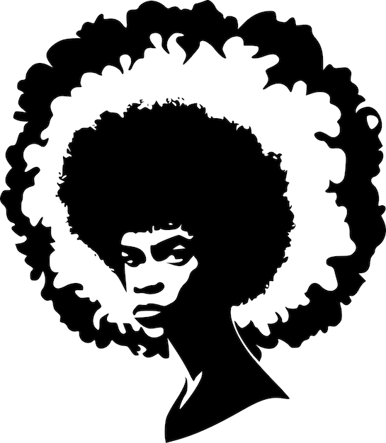 Черно-белая векторная иллюстрация Афро
