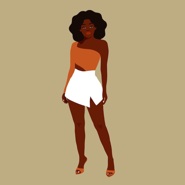 Afro black woman in elegant art style vector