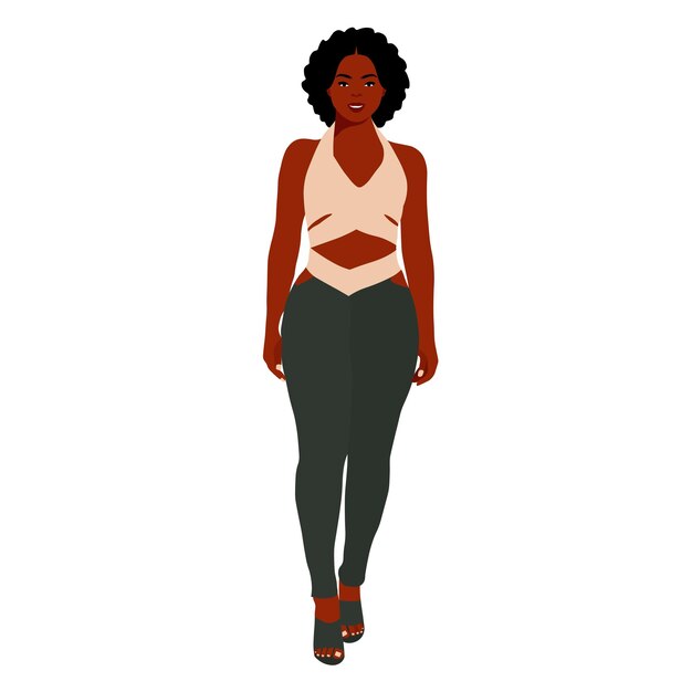 Afro black woman in elegant art style vector