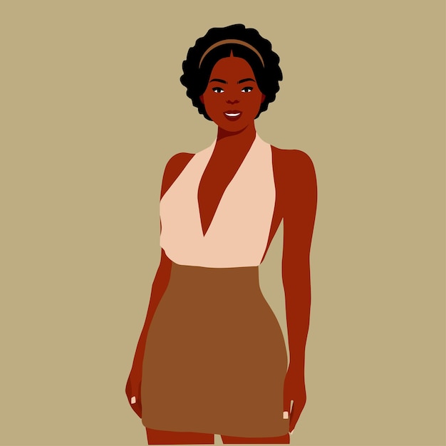 Afro black woman in elegant art style vector