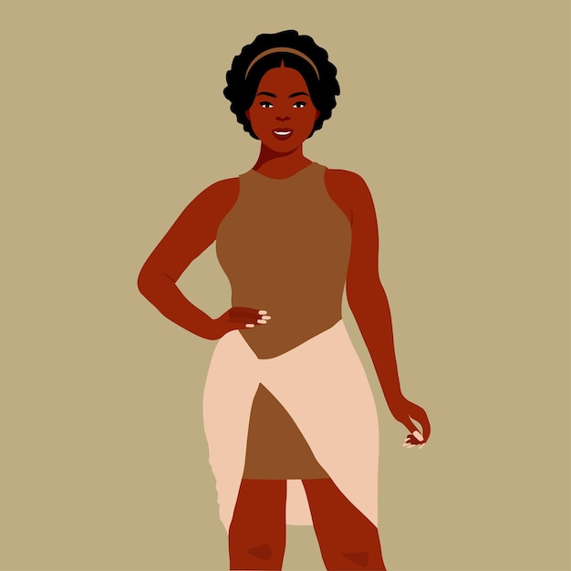 Афро-черная женщина в элегантном векторном стиле искусства