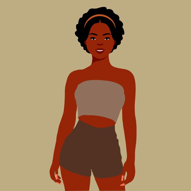 Vector afro black woman in elegant art style vector