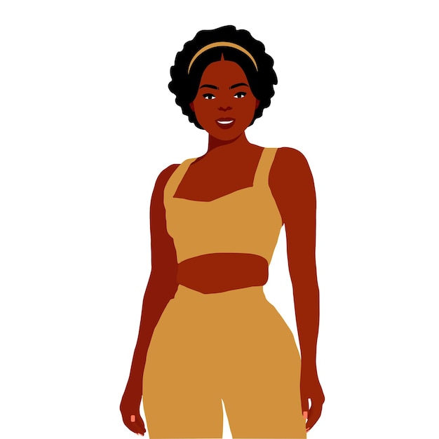 Vector afro black woman in elegant art style vector