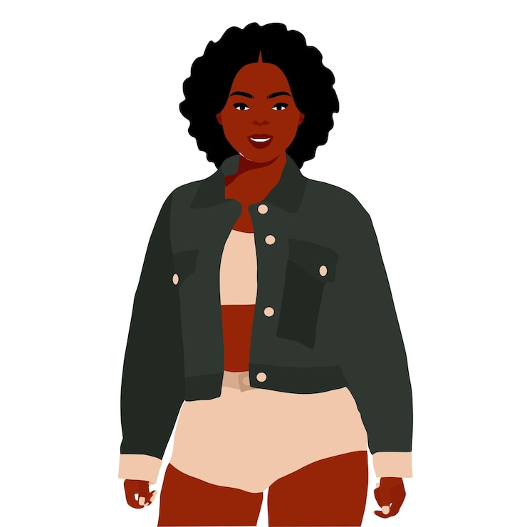 Vector afro black woman in elegant art style vector