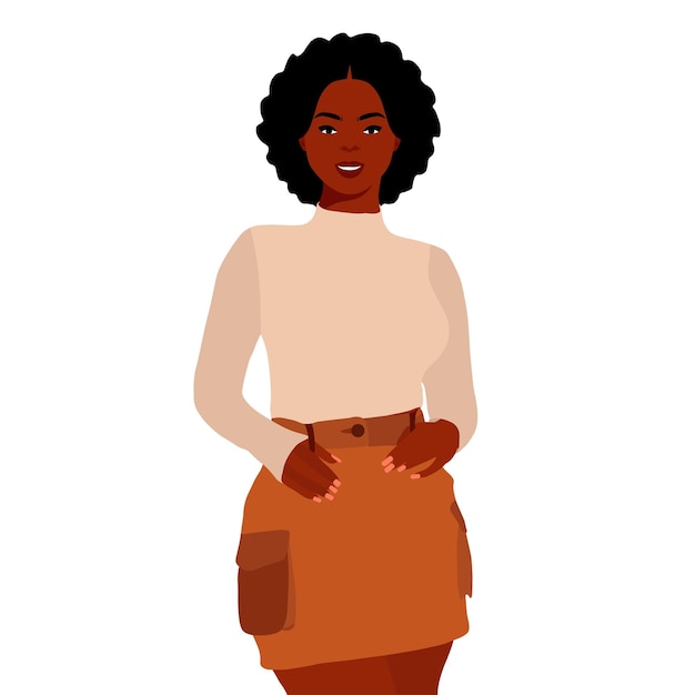 Donna nera afro in stile artistico vettoriale elegante