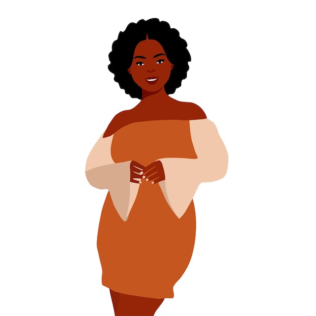 Vector afro black woman in elegant art style vector