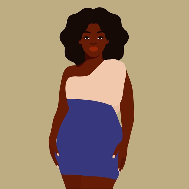 Afro black woman in elegant art style vector