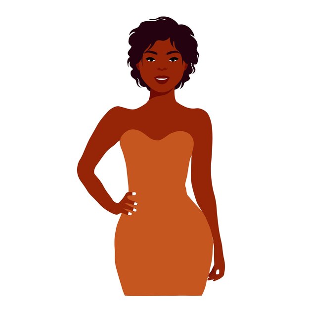 Afro black woman in elegant art style vector