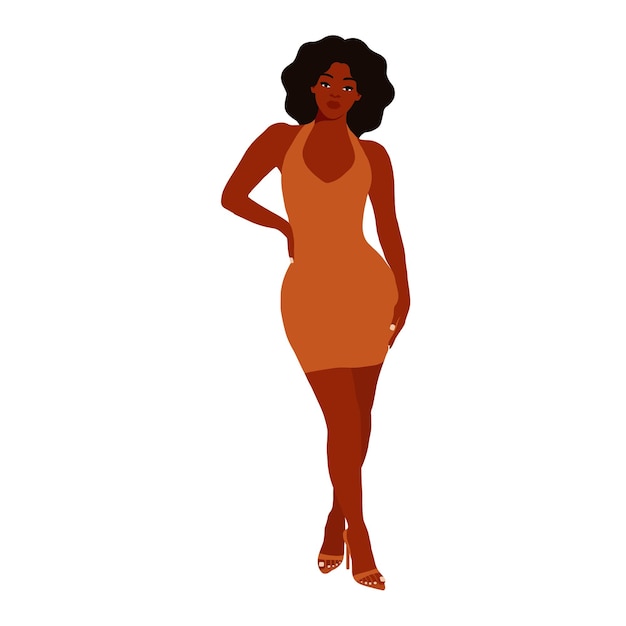 Afro black woman in elegant art style vector