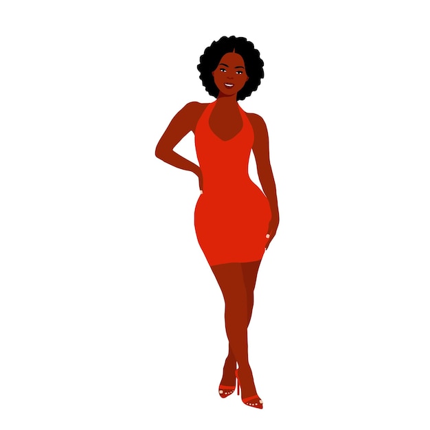 Афро-черная женщина в элегантном векторе художественного стиля