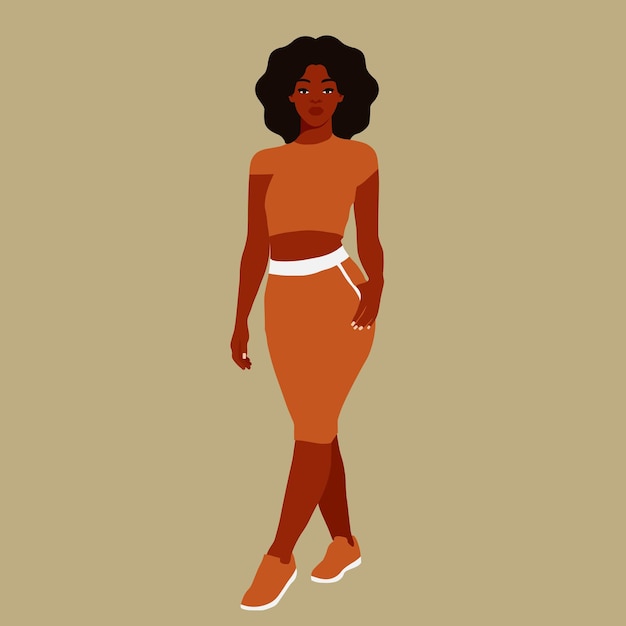 Afro black woman in elegant art style vector