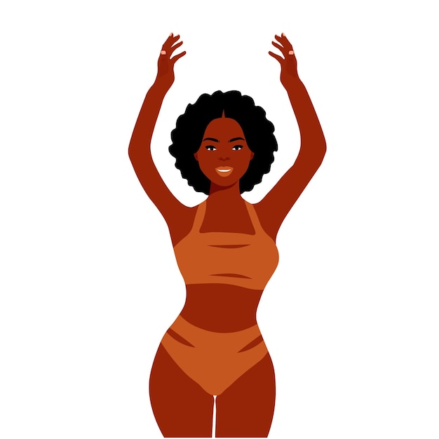 Afro black woman in swimwear art style vector