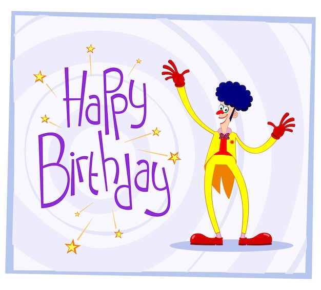 Vector afro clown birthday greeting