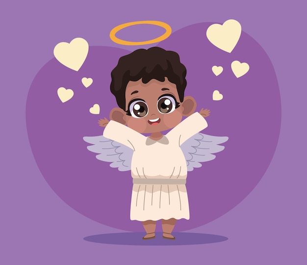 Afro cupid angel with hearts