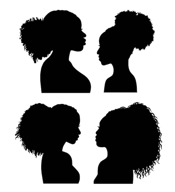 Vector afro female hairstyle silhouette