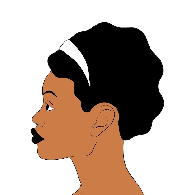 Afro girl side pose vector illustration.