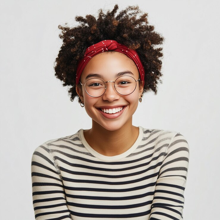 Vector afro girl smiling