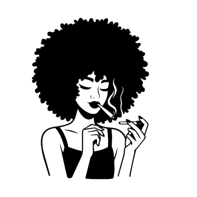 Vettore ragazza afro che fuma svg