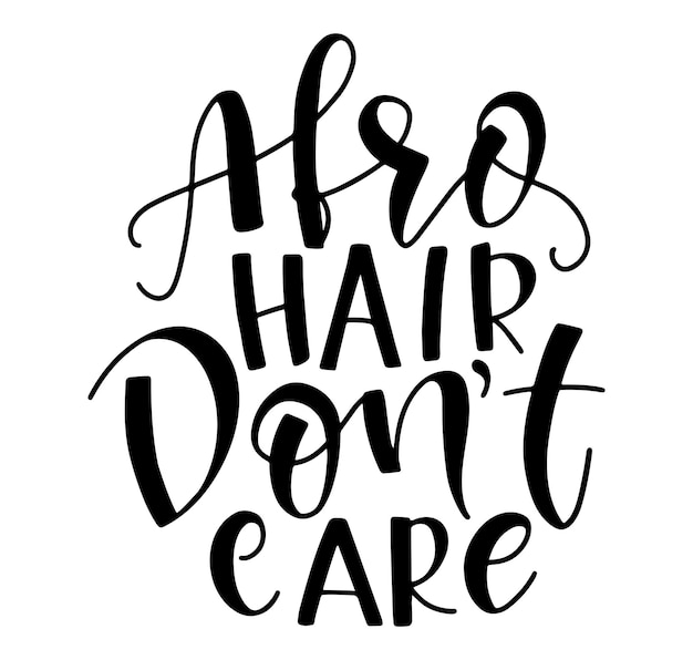 Afro haar maakt niet uit zwarte letters geïsoleerd op een witte achtergrond