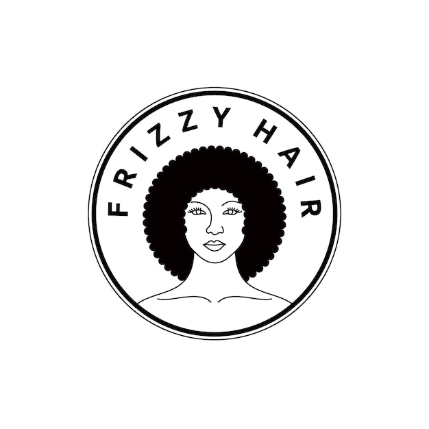 Stile di capelli afro design del logo della ragazza afroamericana