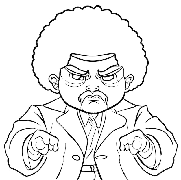 Afro Man Coloring Page Vector