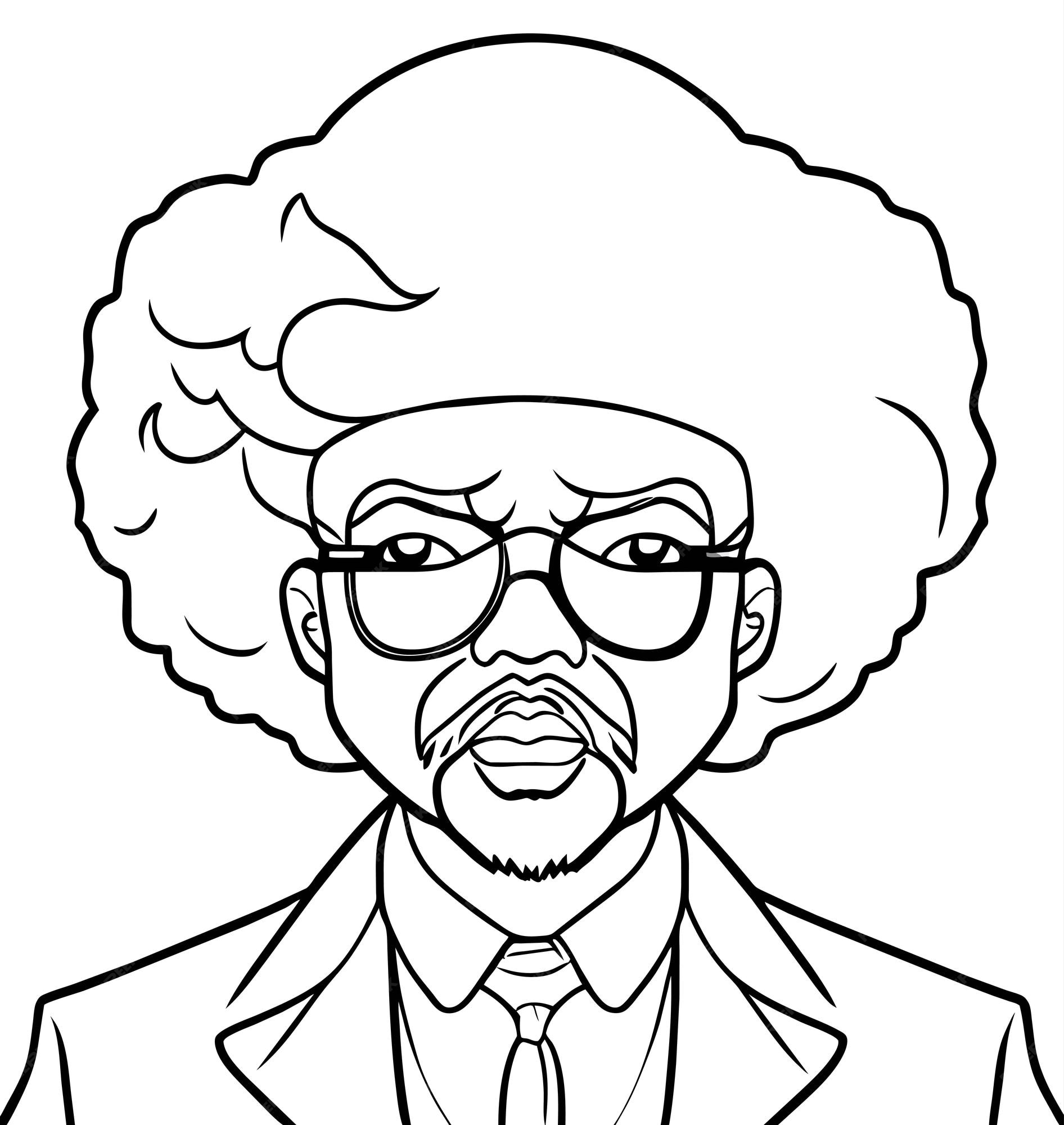  Premium Vector | Afro man coloring page