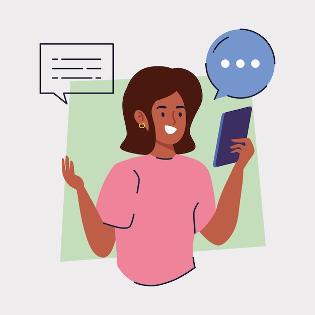 Afro meisje met smartphone