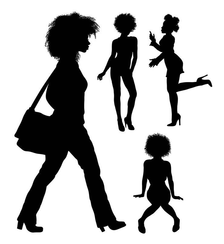 Vector afro meisjes kapsel activiteit silhouet