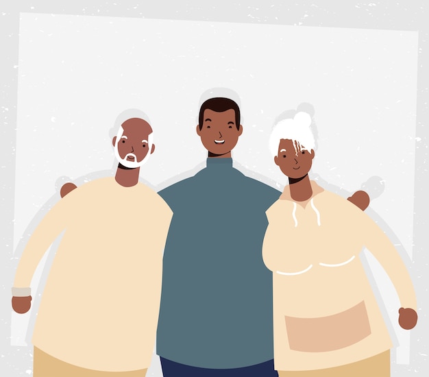 Vector afro-oude ouders koppelen met manpersonages