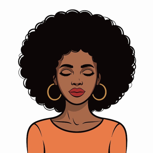 afro portrait black woman with closed eyes