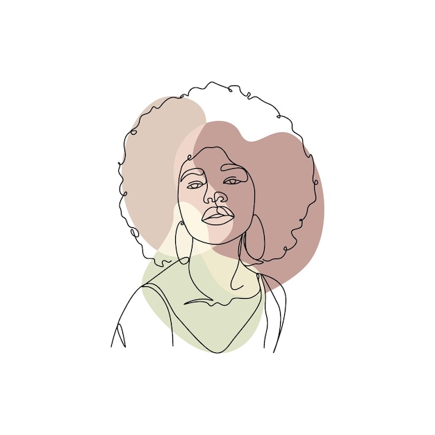 Afro schoonheid haar meisje lijntekening