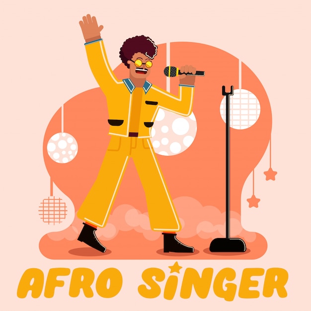 Afro singer concept illustration