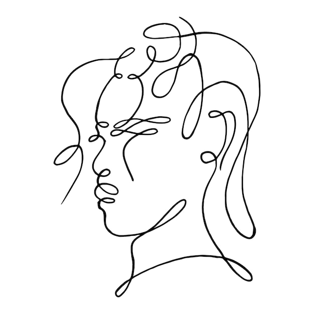 Afro Woman Face Continuous Line High quality