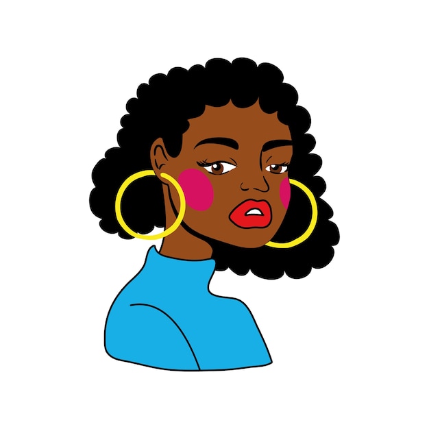 アフロ女性ポップアートスタイルのアイコン