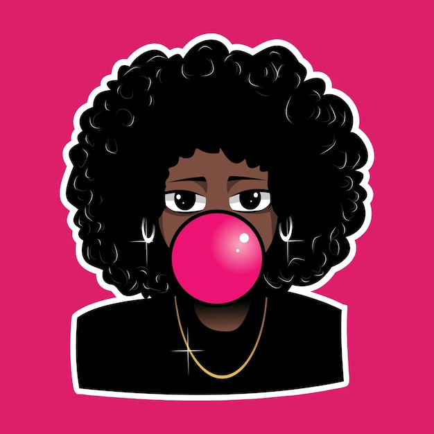 Vector afro women eating gum