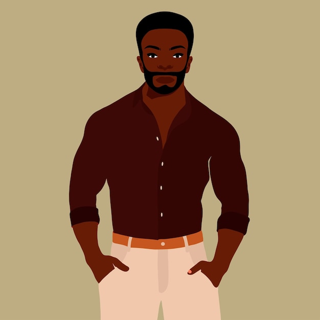 Vector afro zwarte man in elegante kunst stijl vector