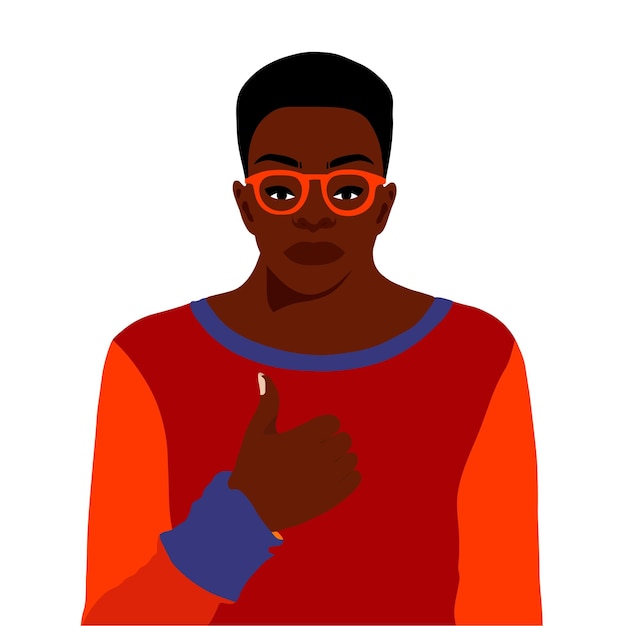Afro zwarte man in elegante kunst stijl vector