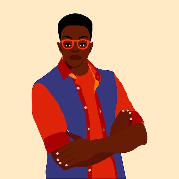 Afro zwarte man in elegante kunst stijl vector