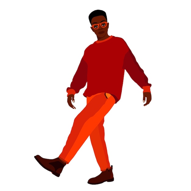 Afro zwarte man in elegante kunst stijl vector