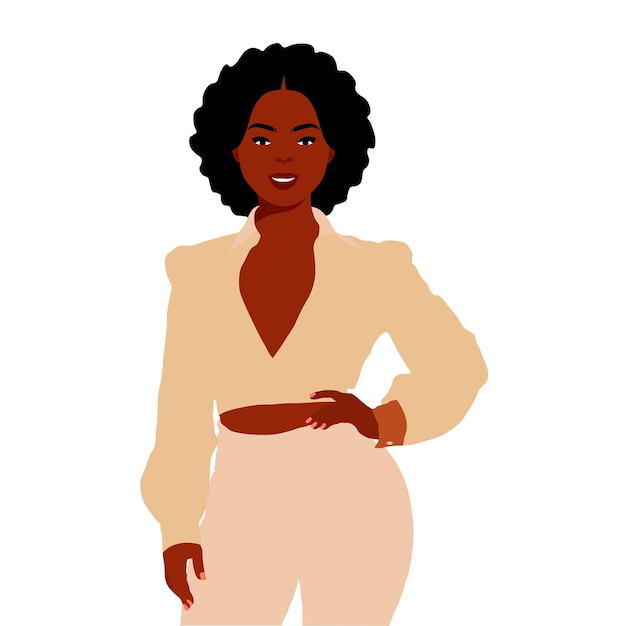 Afro zwarte vrouw in elegante kunst stijl vector.